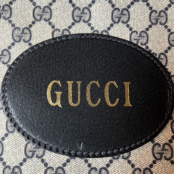 VINTAGE BLUE MONOGRAM CANVAS SHOPPING BAG TOTE HANDBAG - Picture 12 of 14